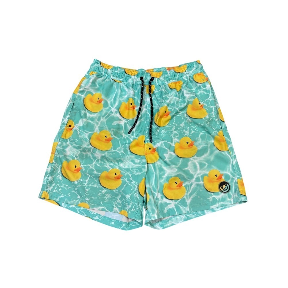 Neff Mens Rubber Ducky Print Swim Trunks Turquoise Large 195566394165
